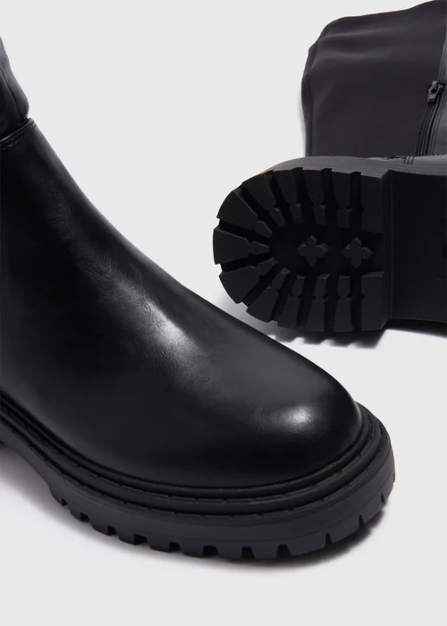 Black Cleated Knee Boots - Size 3 Image 2