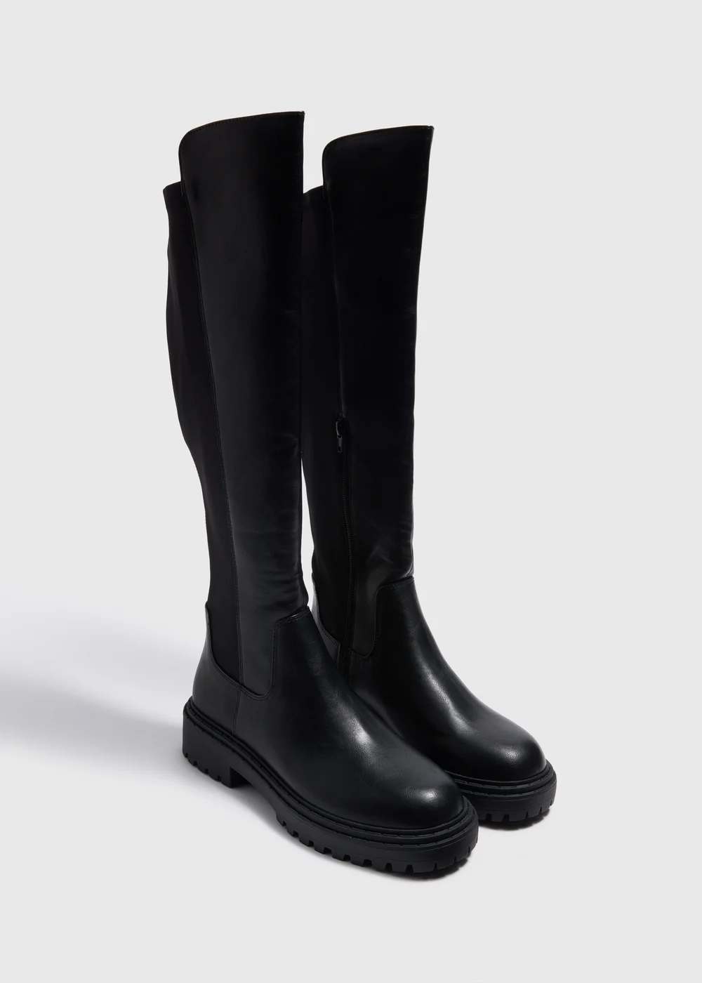 Black Cleated Knee Boots - Size 3 Image 1