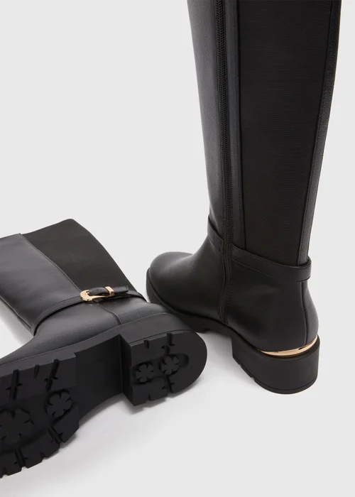 Black Buckle Knee High Boots - 3 Image 2