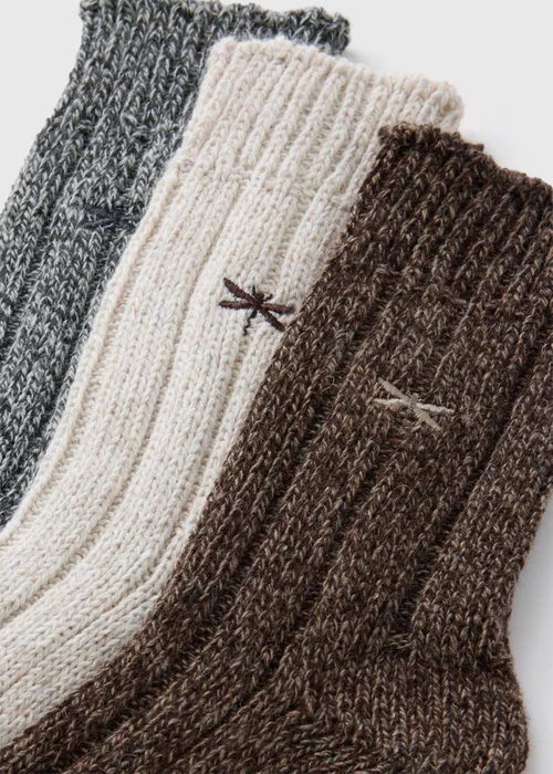 3 Pack Multicolour Embroidered Thermal Socks - 6-8.5 Image 2