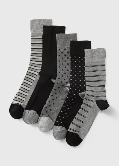 5 Pack Multicolour Patterned Socks - 6-8.5 Image 1