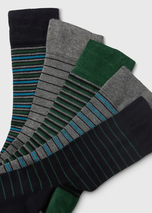 5 Pack Multicolour Stripe Socks - 6-8.5 Image 2