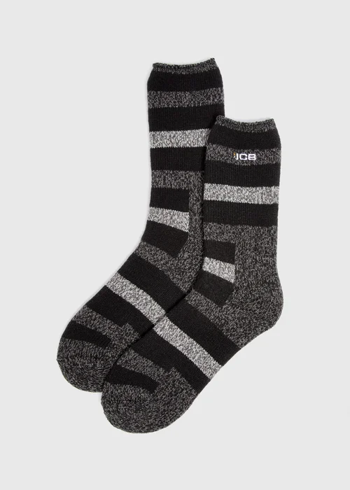 JCB Black Stripe Thermal Socks - 6-8.5 Image 1