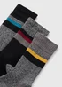 3 Pack Grey Stripe Thermal Socks - Sizes 6 - 8.5 Image 2