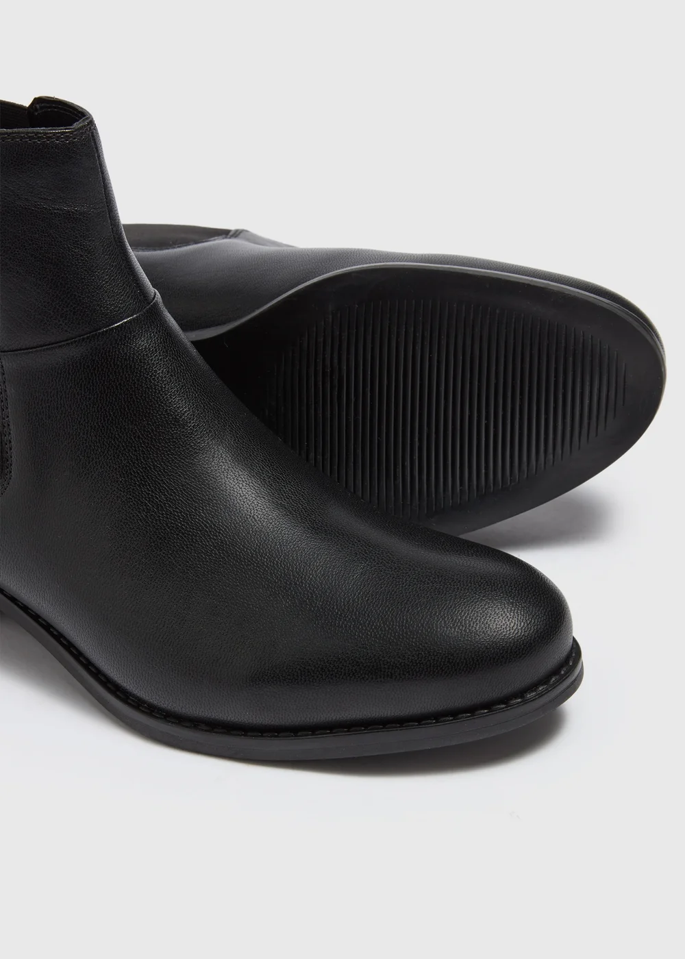 Black Leather Flat Chelsea Boots - 3 Image 2