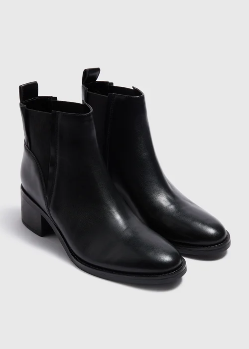 Black Leather Heeled Chelsea Boots - 6 Image 1