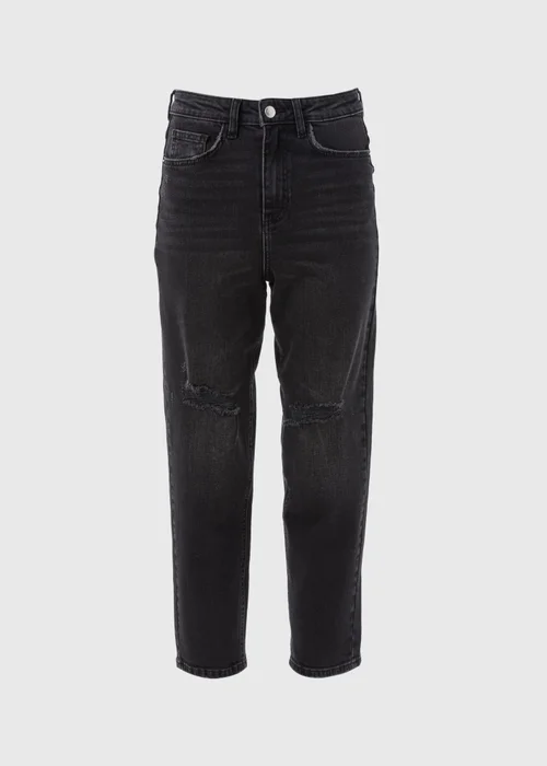 Papaya Petite Black Ripped Mom Jeans - 6 Image 3