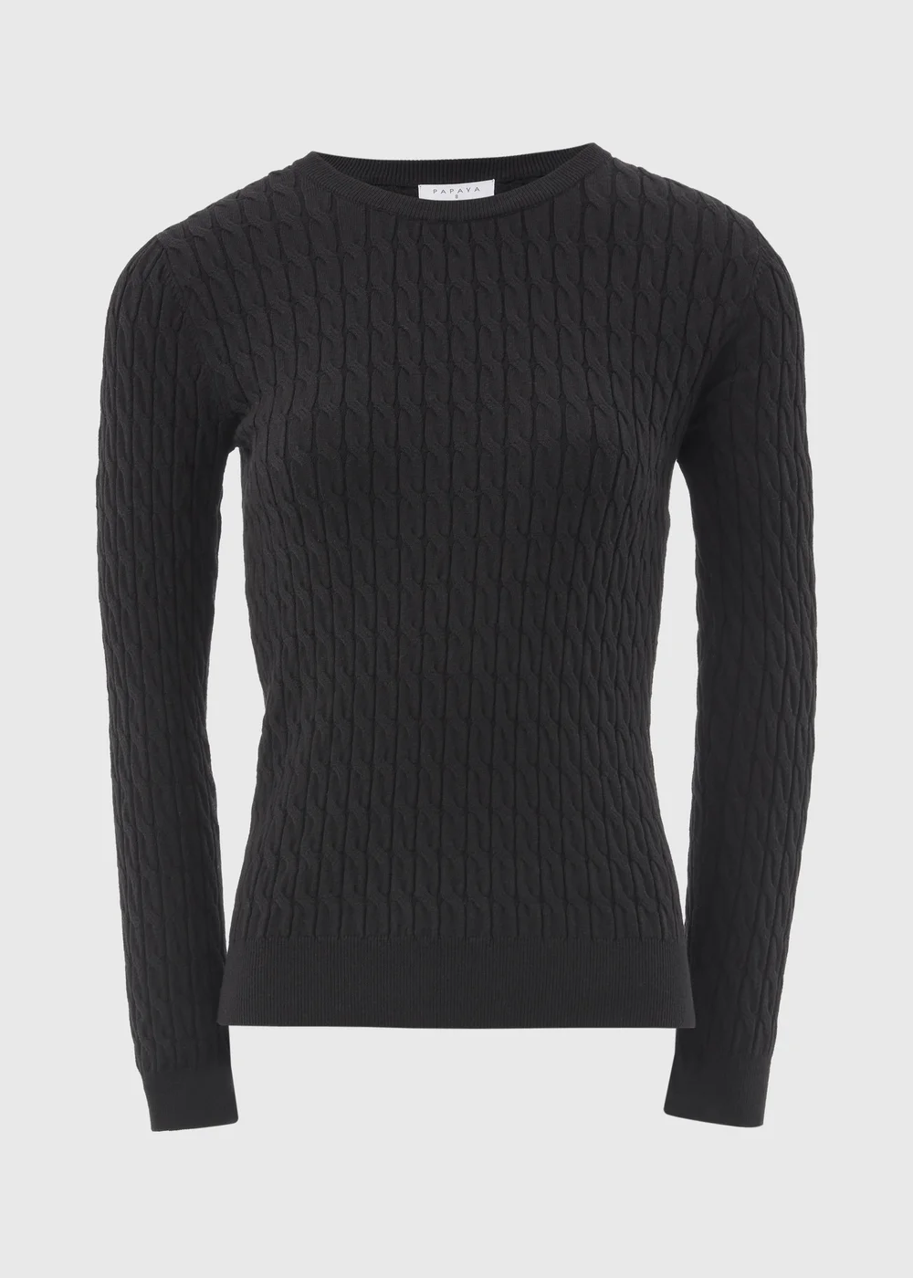 Black Cable Knit Crew Jumper - 8 Image 5