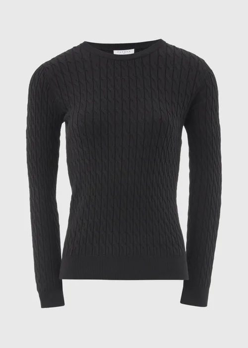 Black Cable Knit Crew Jumper - 8 Image 5