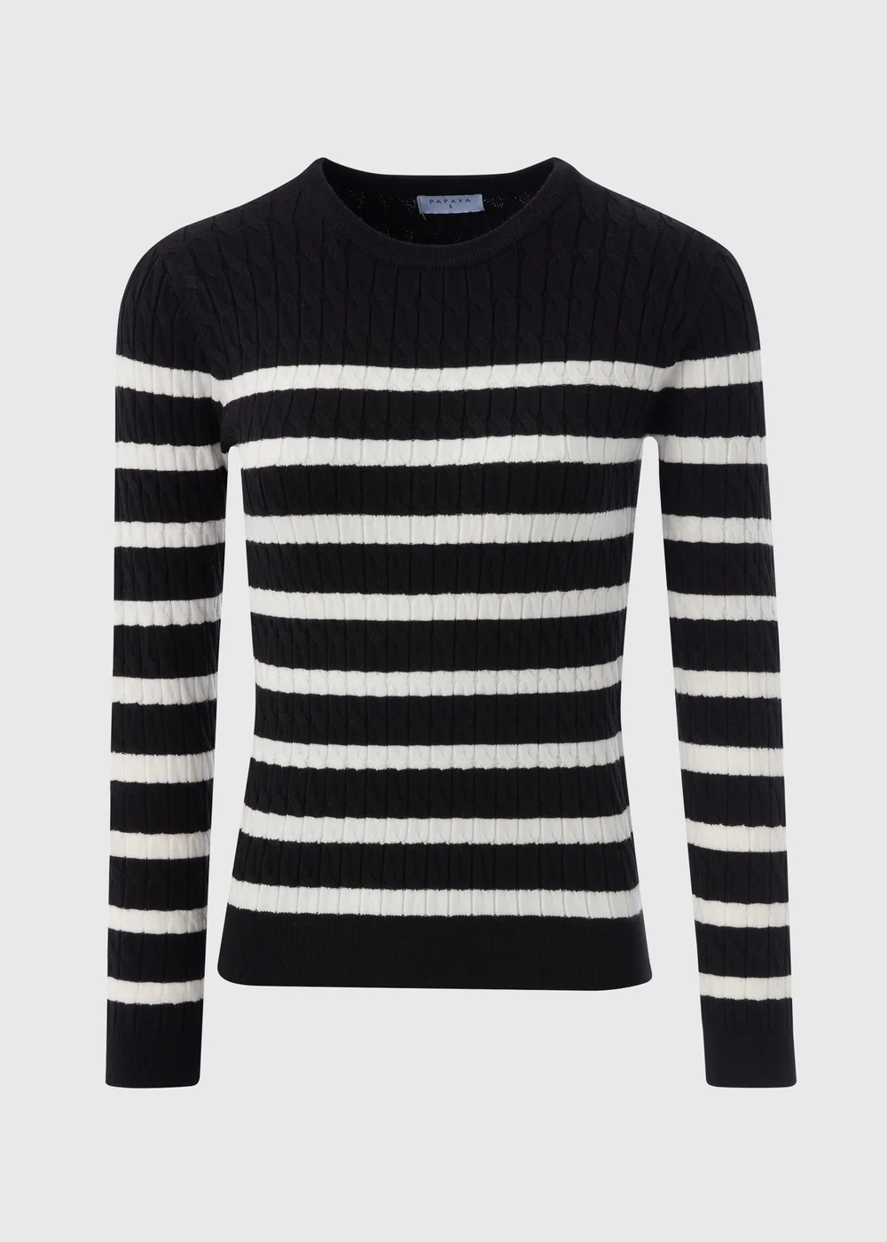 Black Stripe Cable Knit Jumper - 8 Image 5