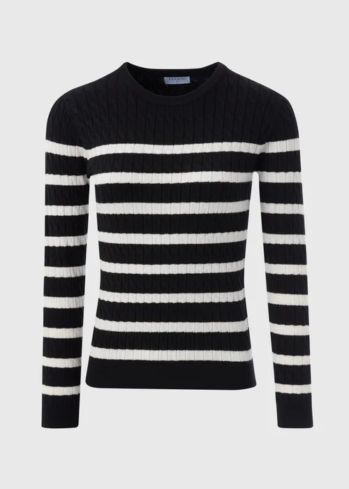 Black Stripe Cable Knit Jumper - 8 Image 5