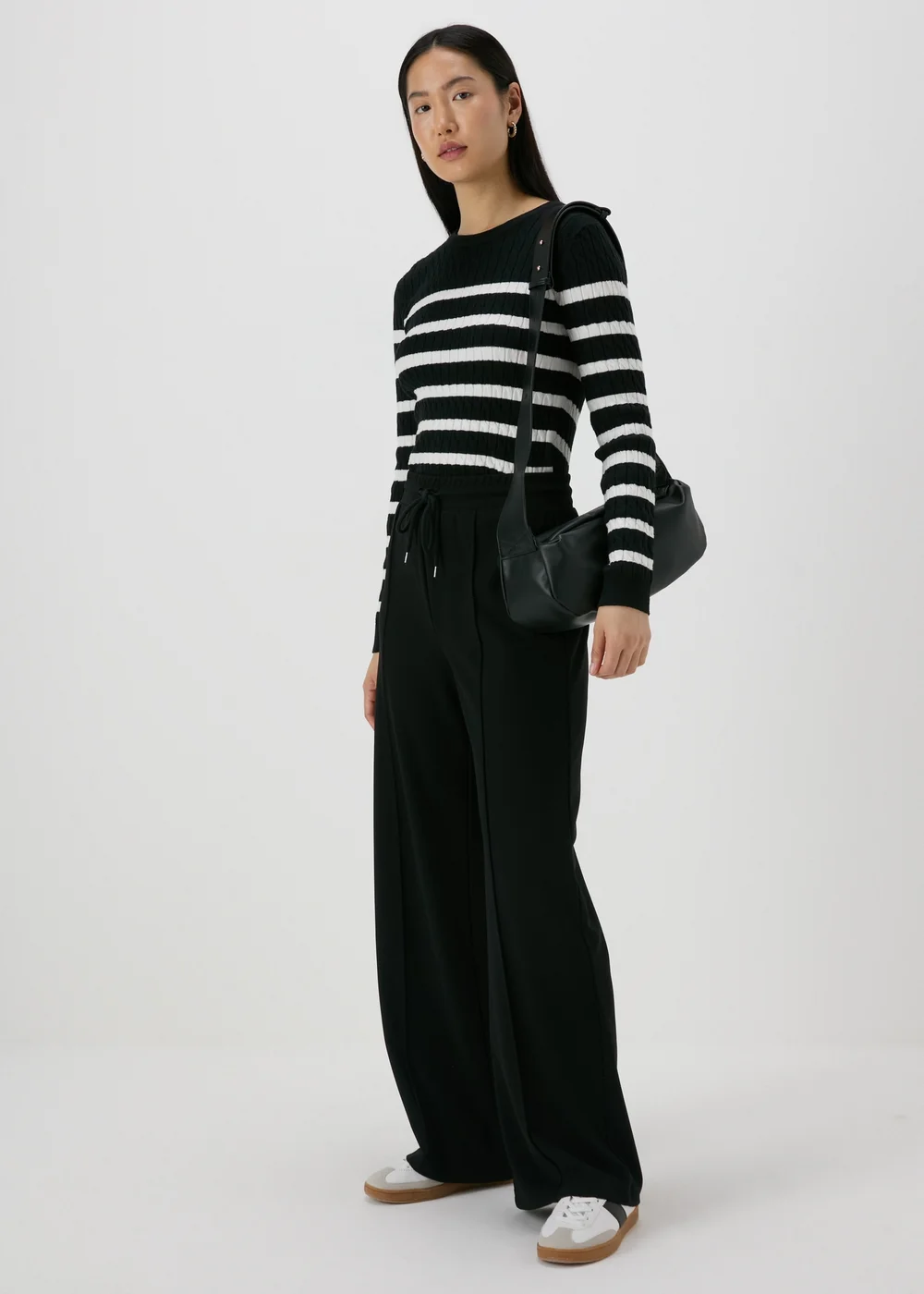 Black Stripe Cable Knit Jumper - 8 Image 4