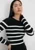 Black Stripe Cable Knit Jumper - 8 Image 1