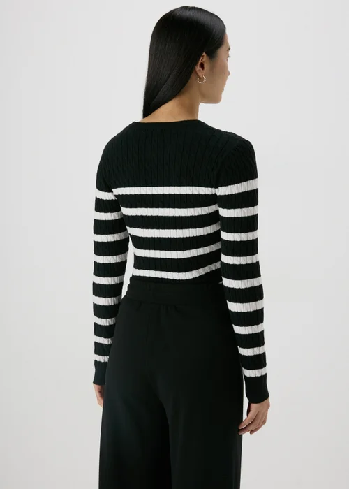 Black Stripe Cable Knit Jumper - 8 Image 2