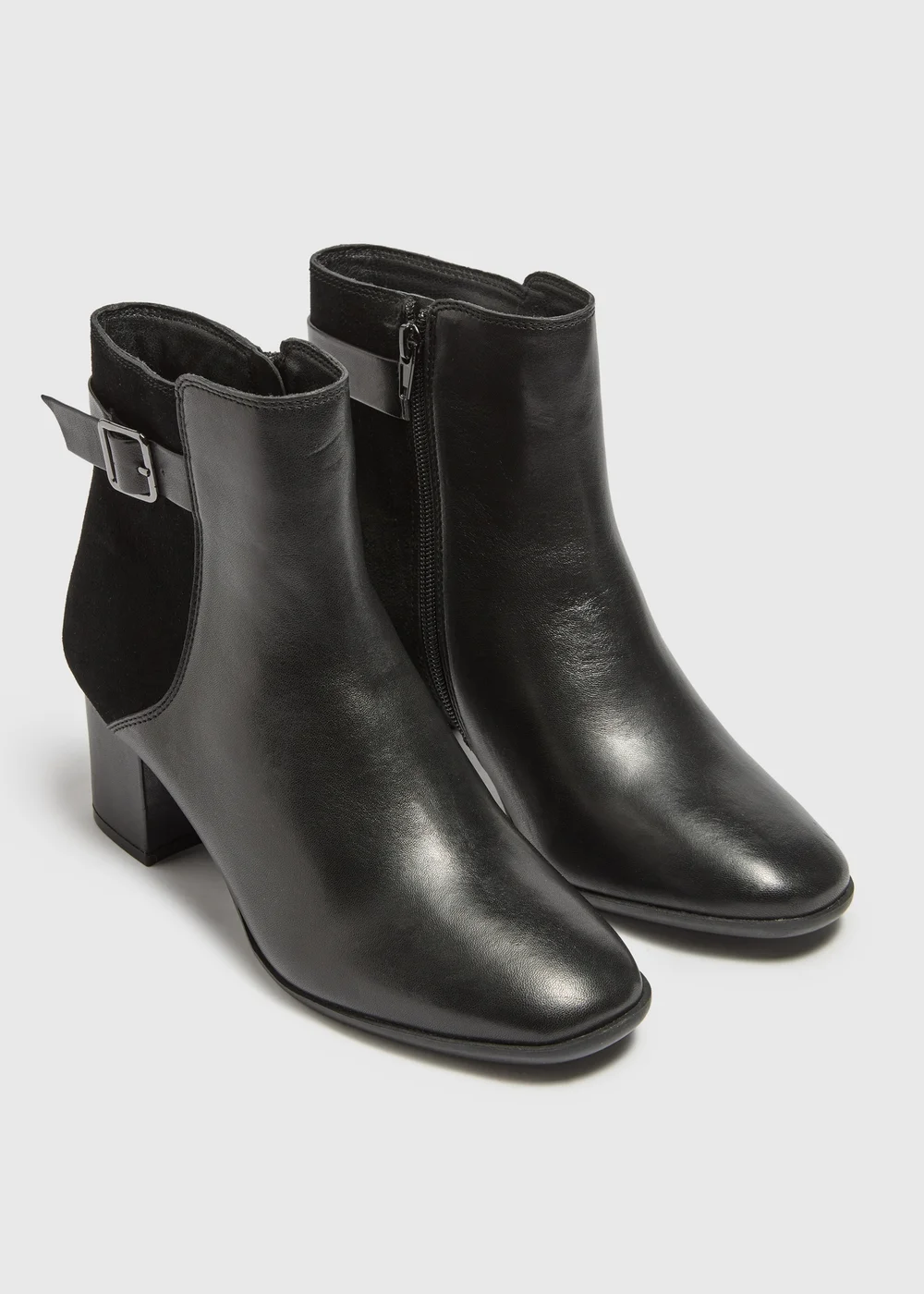 Black Buckle Ankle Leather Boots - Size 3 Image 1