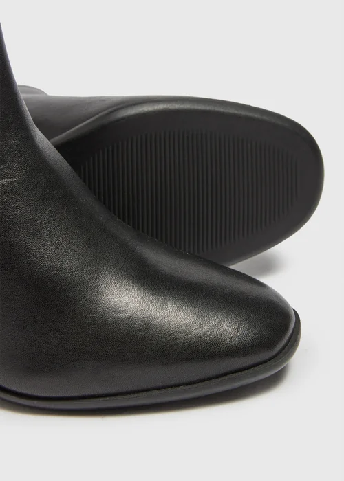Black Buckle Ankle Leather Boots - Size 3 Image 2