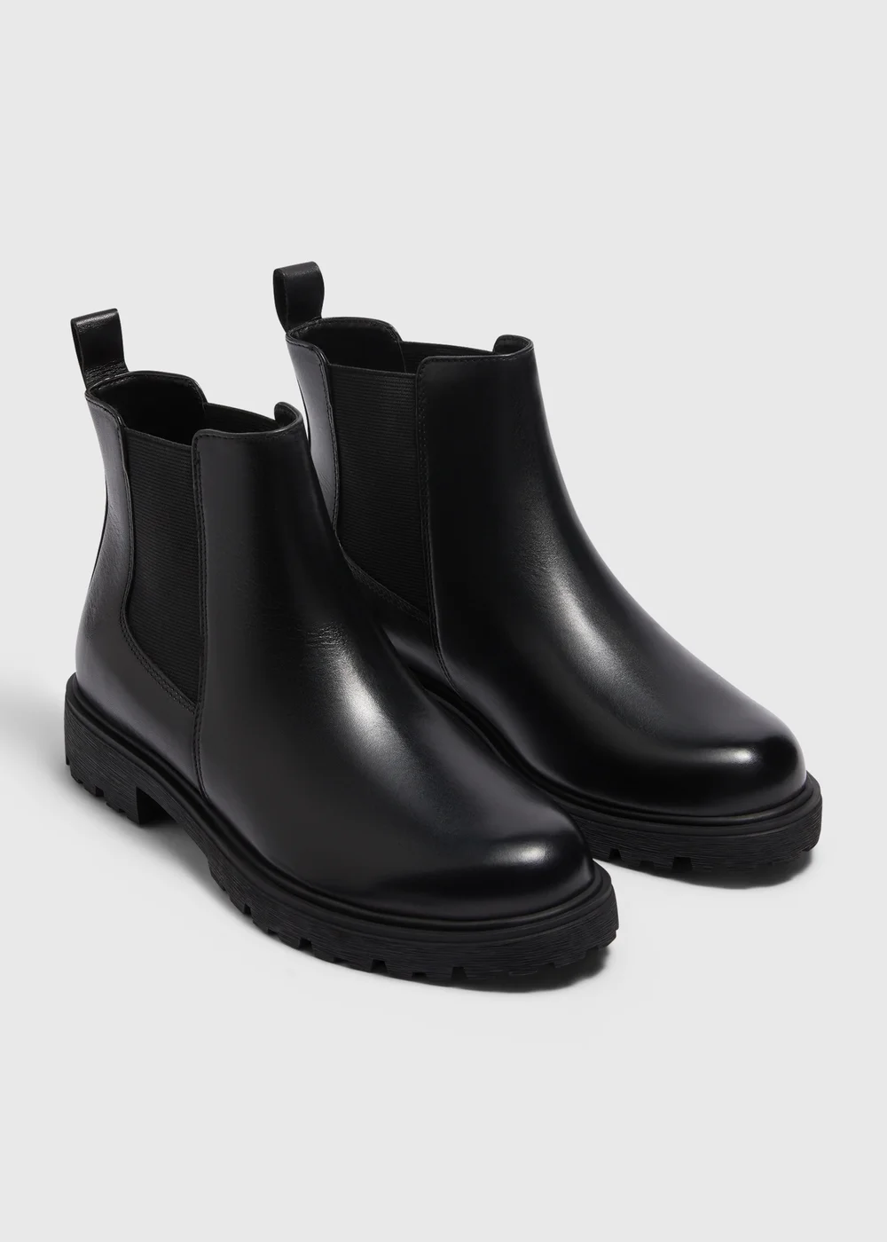 Black Leather Cleated Chelsea Boots - 3 Image 1