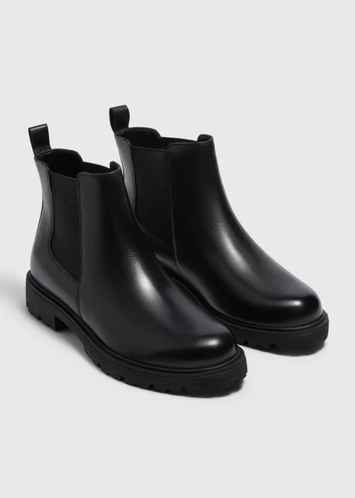 Black Leather Cleated Chelsea Boots - 3 Image 1