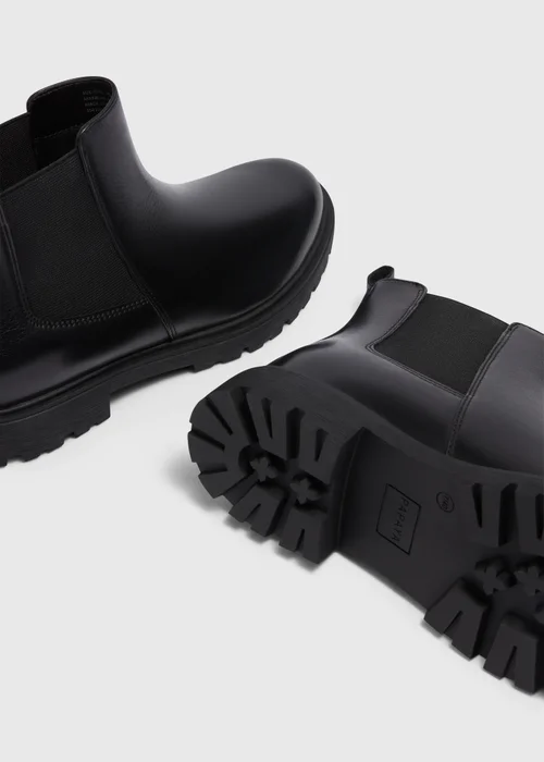 Black Leather Cleated Chelsea Boots - 3 Image 2