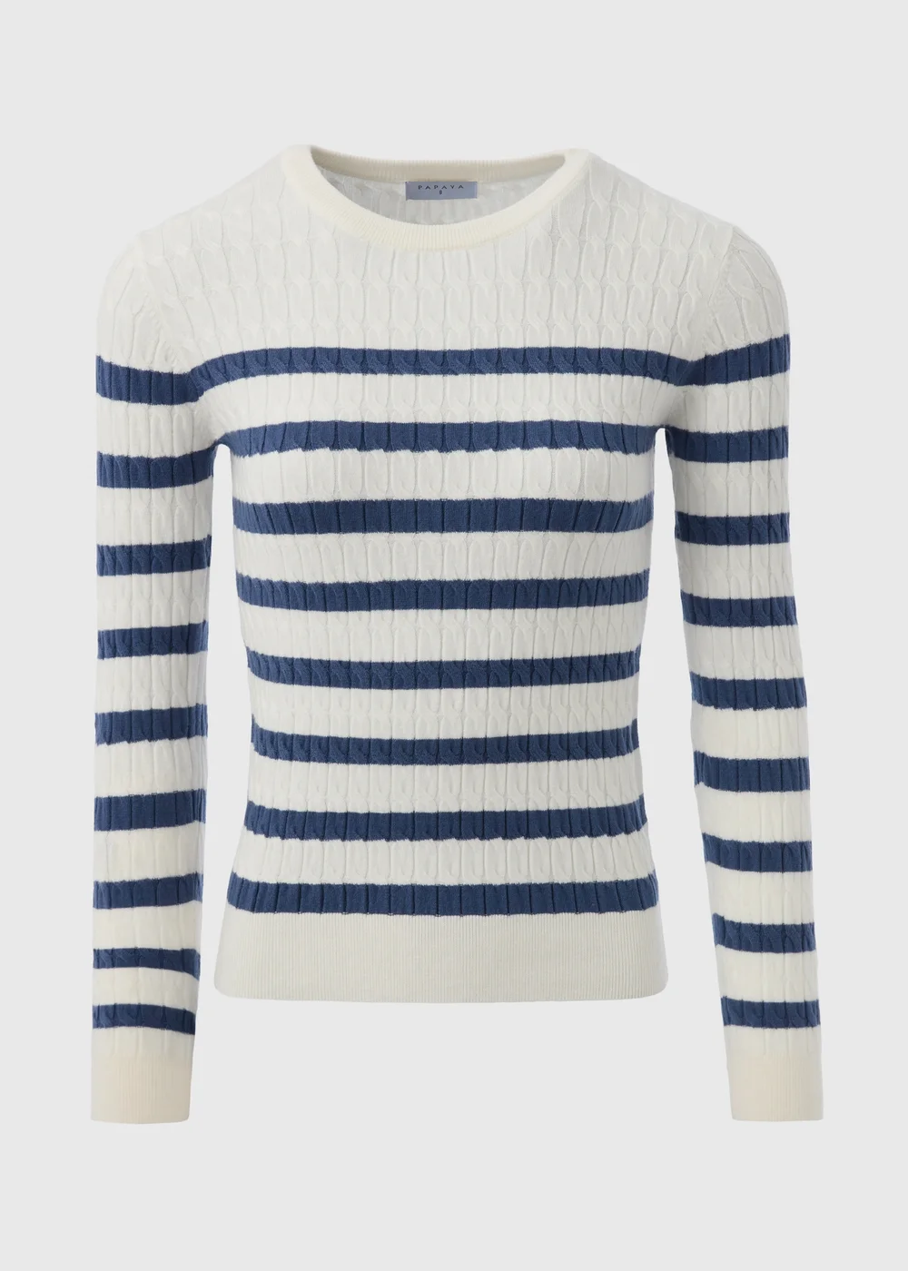 Navy Stripe Cable Knit Jumper - 8 Image 5