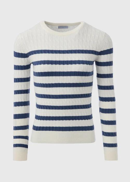 Navy Stripe Cable Knit Jumper - 8 Image 5