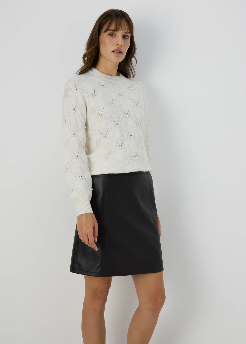 Black PU Leather Zip Mini Skirt - 8 Image 1