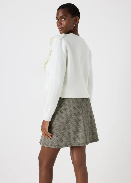Brown Check Pleated Skirt - 8 Image 2