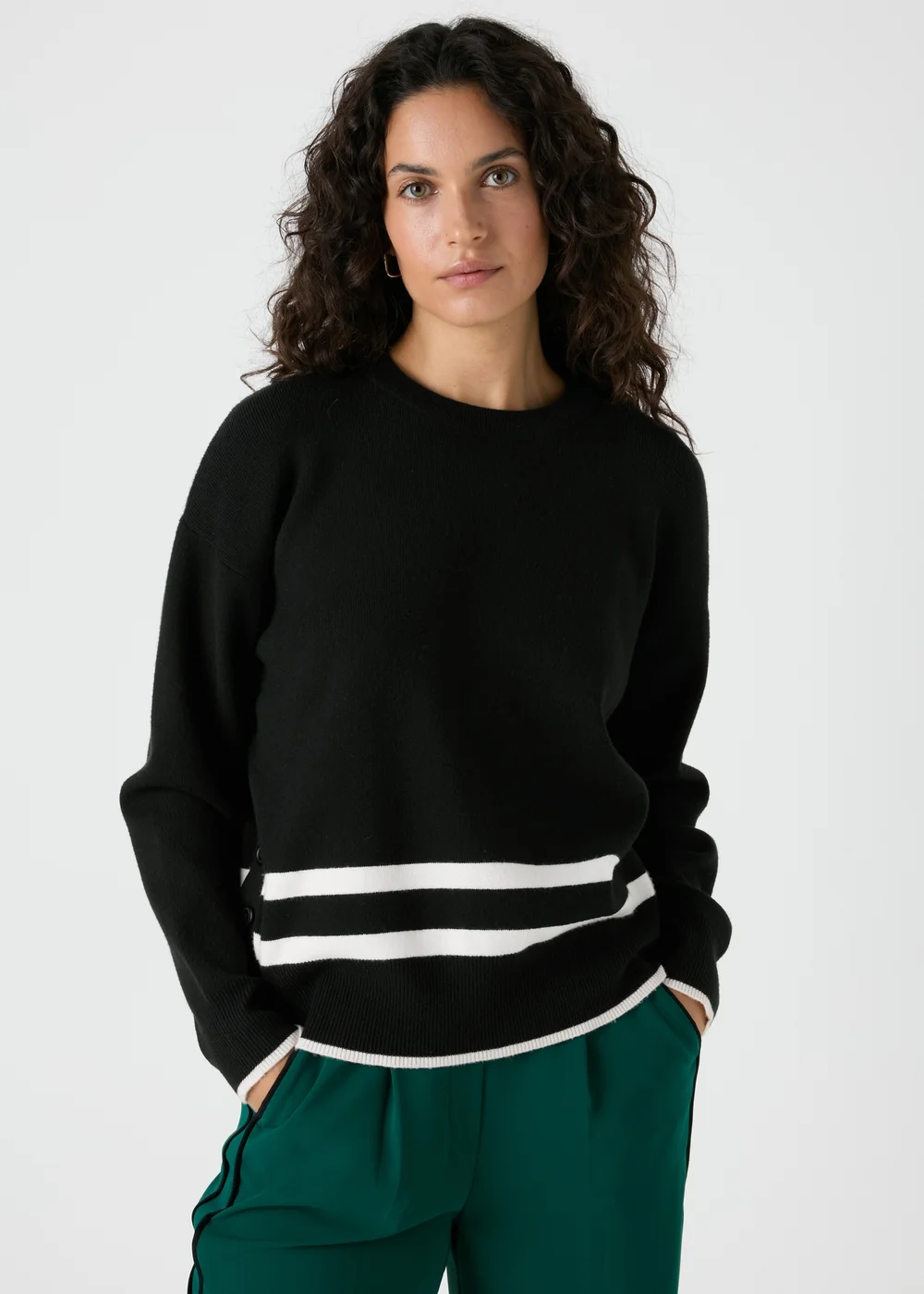 Et Vous Black Stripe Knitted Jumper - S Image 1