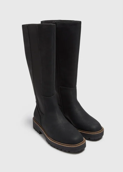 Soleflex Black Cleated Knee High Boots - Size 3 Image 1