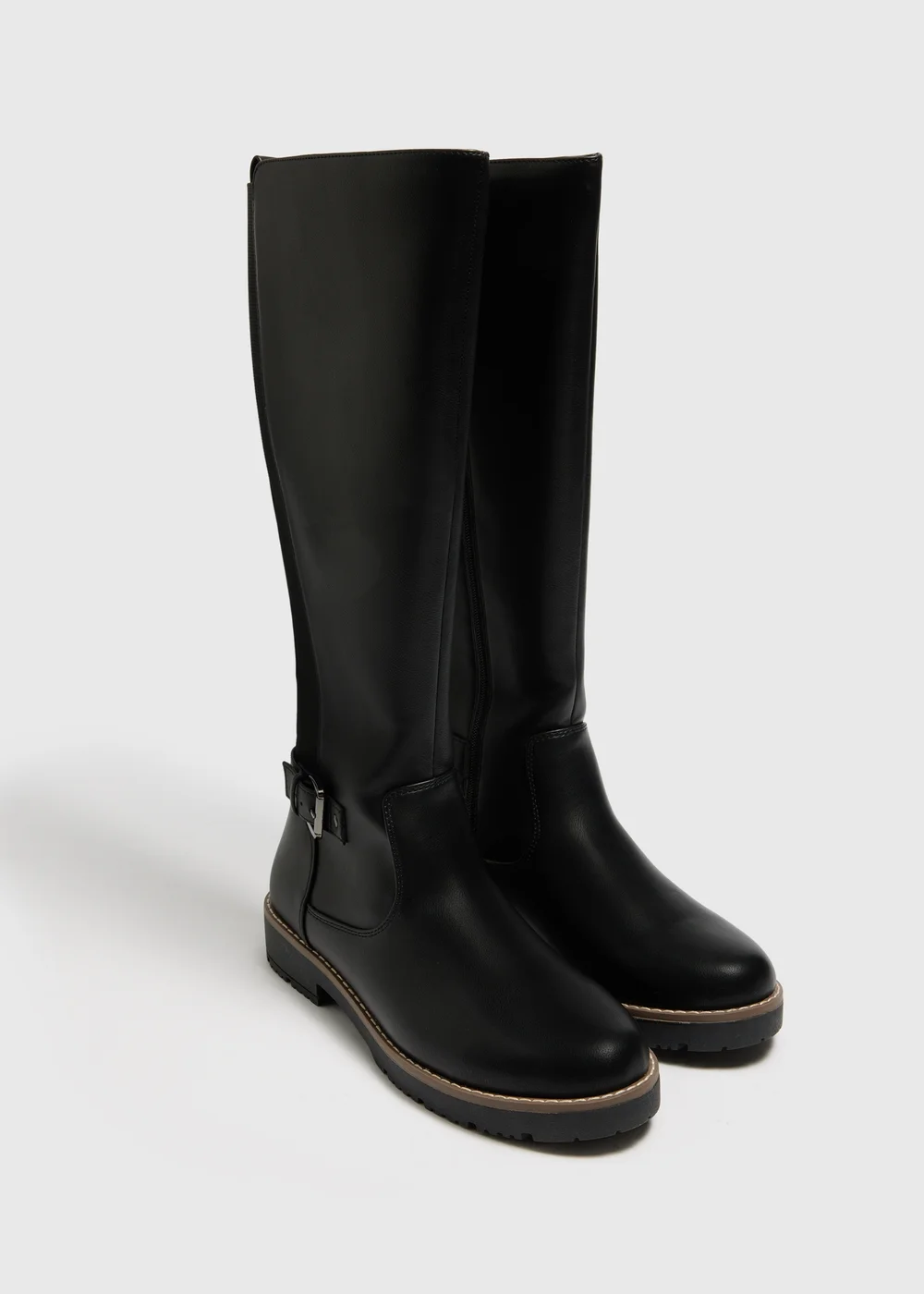 Soleflex Black Buckle Knee High Boots - Size 3 Image 1