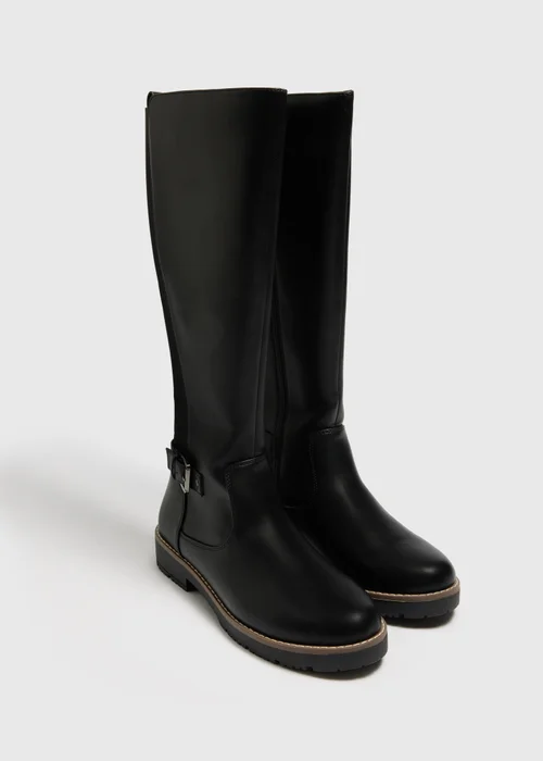 Soleflex Black Buckle Knee High Boots - Size 3 Image 1