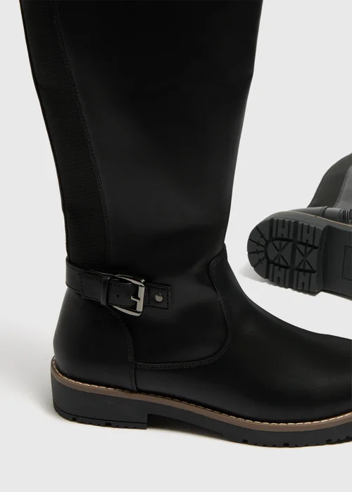 Soleflex Black Buckle Knee High Boots - Size 3 Image 2