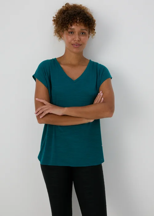 Souluxe Teal V Neck T-Shirt - S Image 1