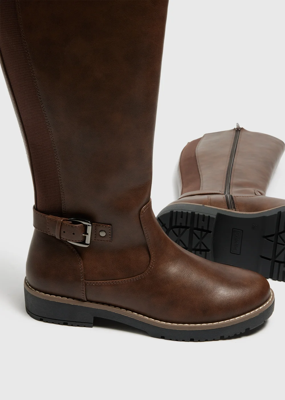 Soleflex Brown Buckle Knee High Boots - Size 3 Image 2