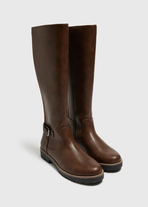 Soleflex Brown Buckle Knee High Boots - Size 3 Image 1