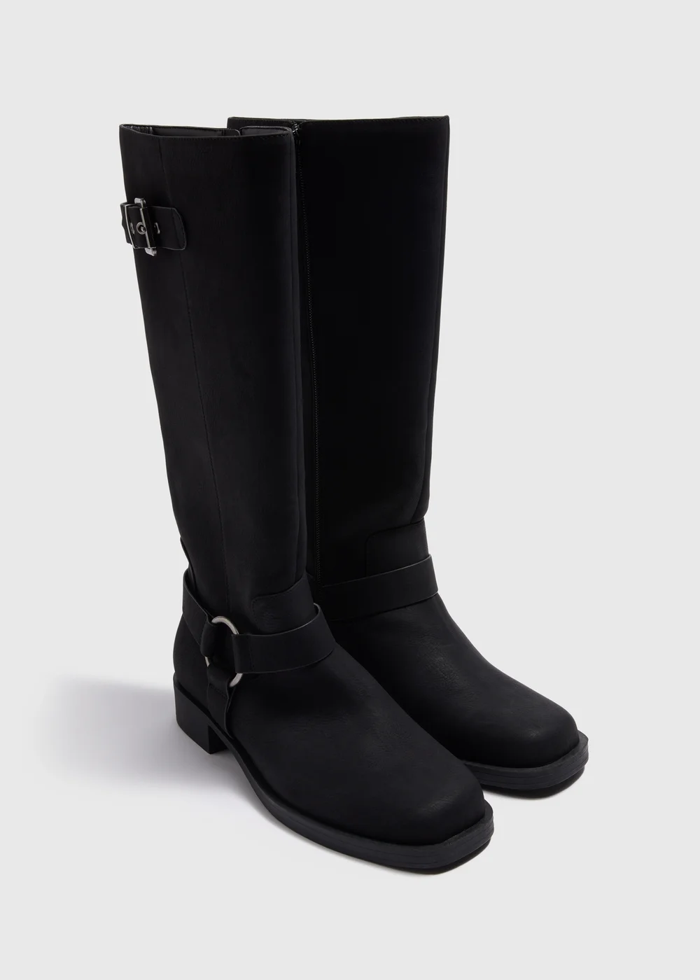 Black Buckle Knee High Boots - Size 3 Image 1