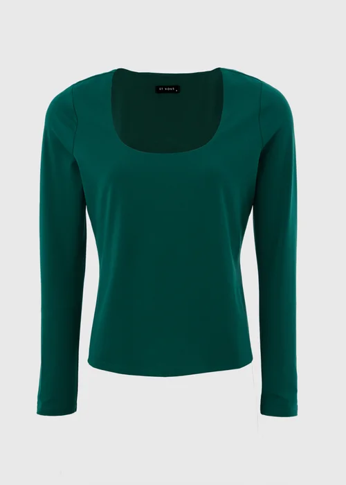 Et Vous Green Square Neck Top - Size 8 Image 4