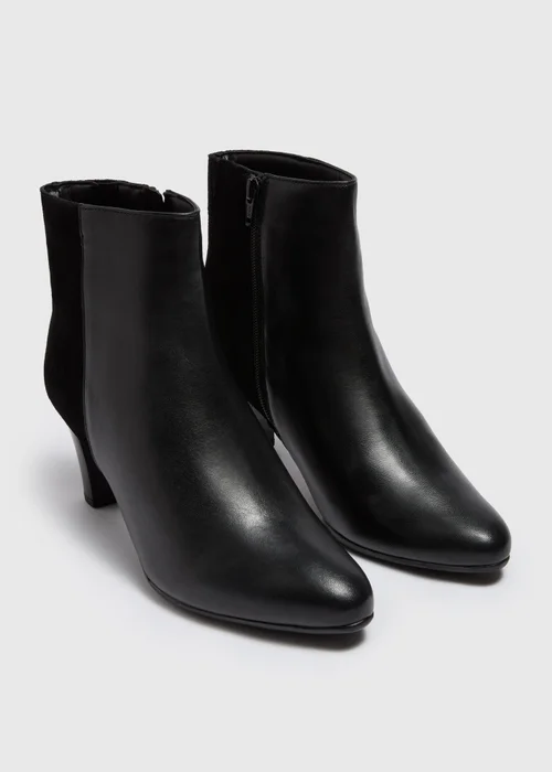Black Leather Almond Toe Heeled Boots - 3 Image 1