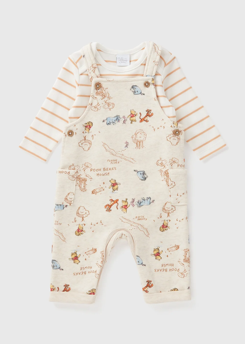 Winnie The Pooh Baby Cream Tigger Dungaree & Top Set (Newborn-18mths) - Age 0 - 3 Months Image 1