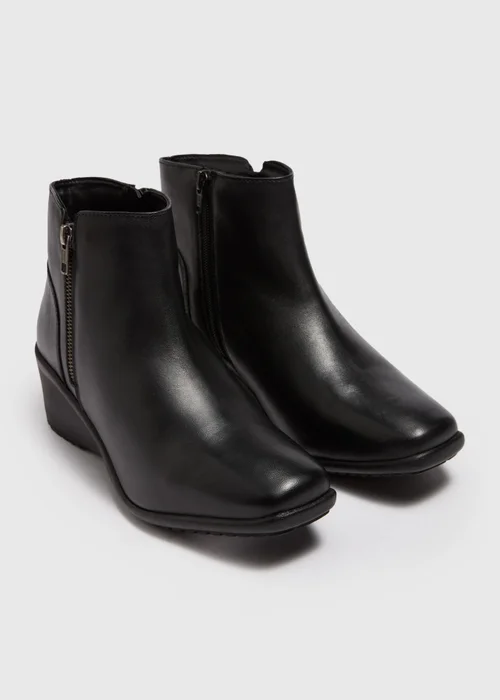 Black Wedge Ankle Boot - 3 Image 1