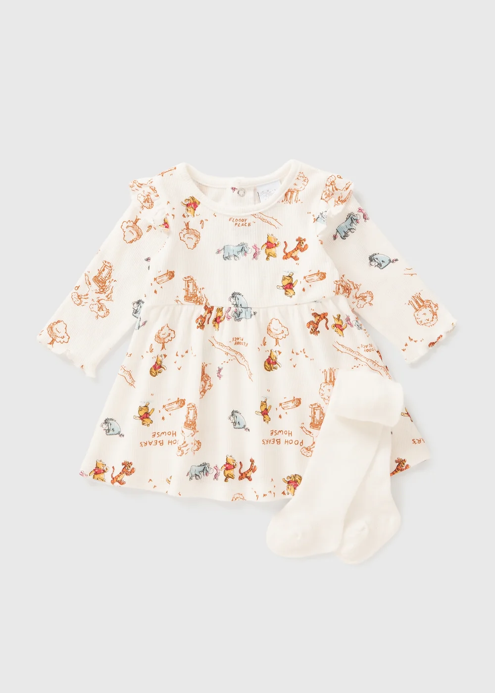 Winnie The Pooh Baby Cream Dress & Tights Set (Newborn-18mths) - Age 0 - 3 Months Image 1