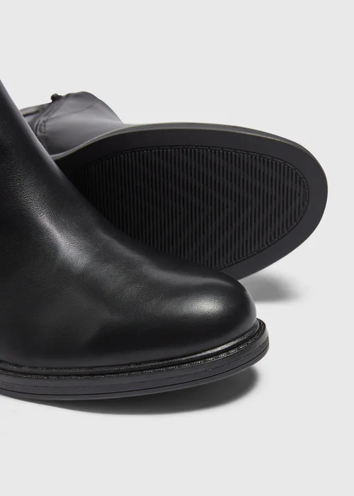 Black Gold Buckle Heeled Ankle Boot - Size 3 Image 2