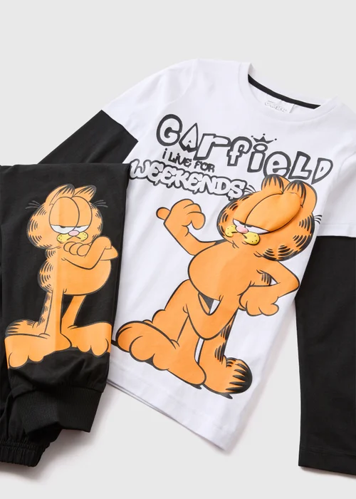 Garfield Kids Black Pyjama Top & Bottom Set (4-12yrs) - Age 4 Years Image 2