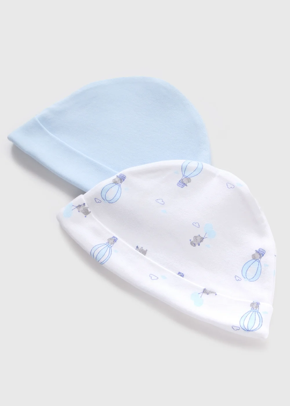 2 Pack Blue Balloon Baby Hats (Newborn-6mths) - Age 0 - 3 Months Image 2