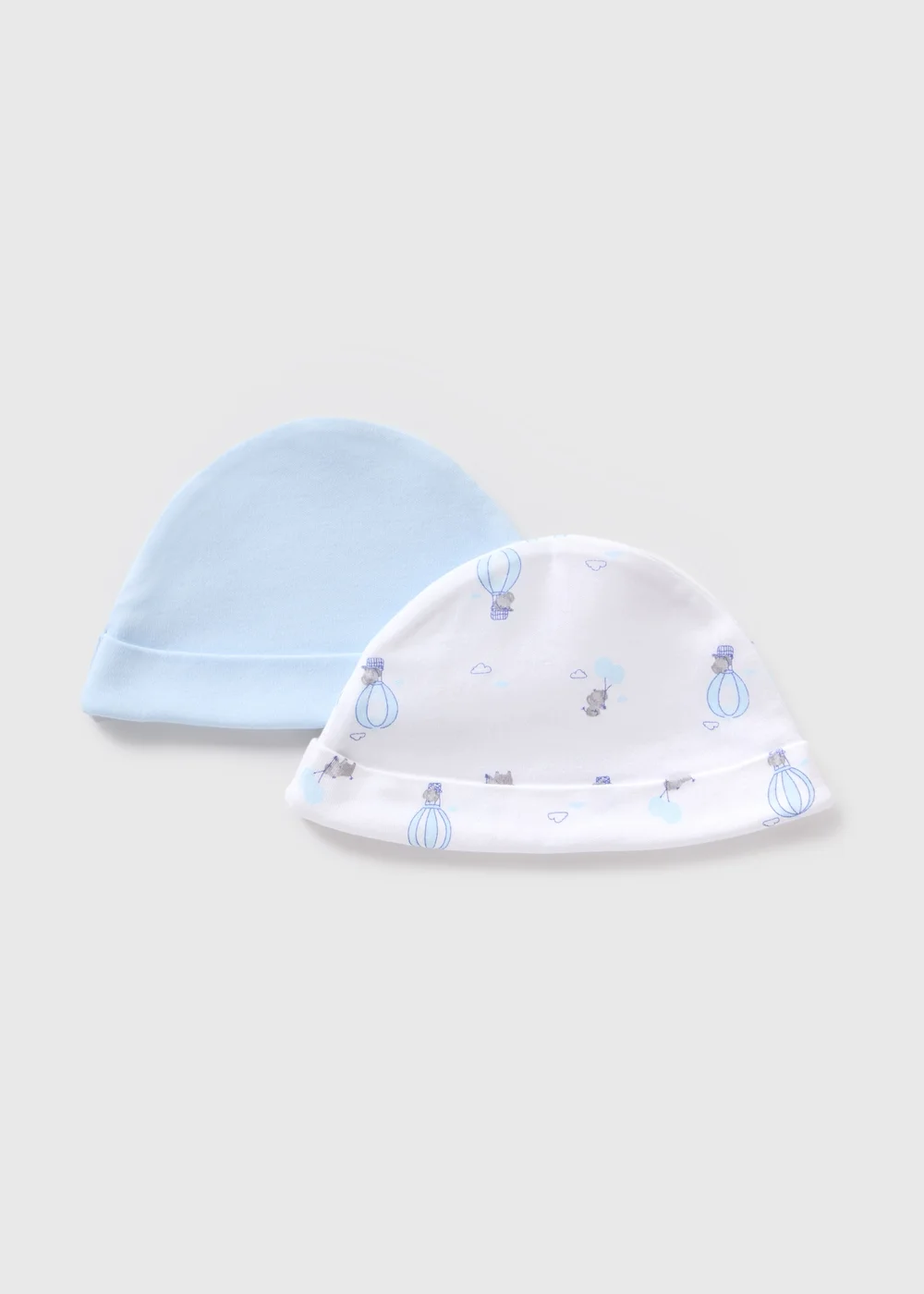 2 Pack Blue Balloon Baby Hats (Newborn-6mths) - Age 0 - 3 Months Image 1