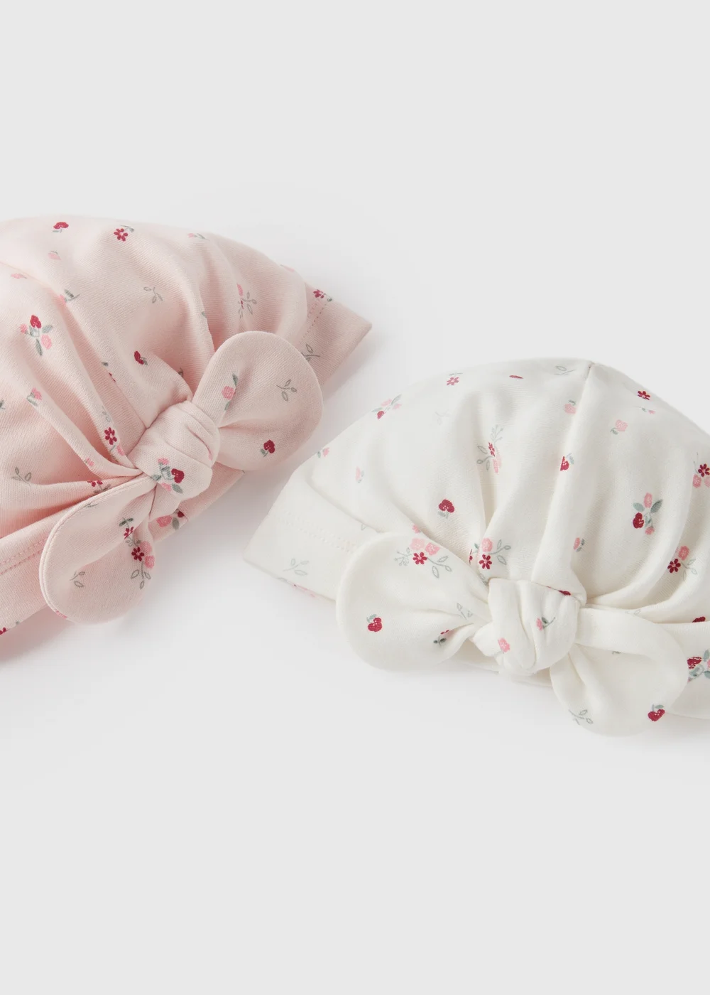 2 Pack Baby White Floral Hats (Newborn-6mths) - Age 0 - 3 Months Image 2