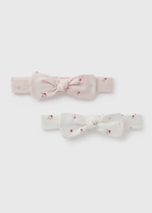 2 Pack Baby Pink Layette Headbands (Newborn-6mths) - Age 0 - 3 Months Image 1