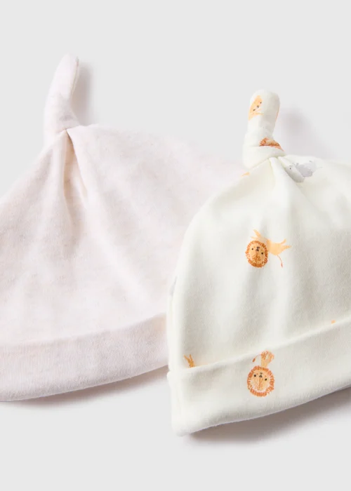 2 Pack Baby Oatmeal Safari Hats - Age 0 - 3 Months Image 2