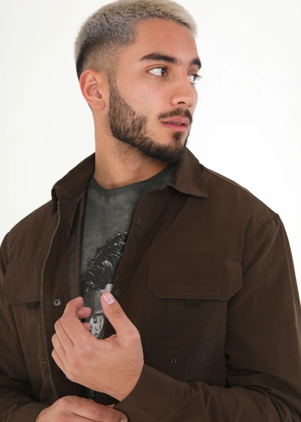 Brave Soul Brown Lightweight Shacket - S Image 3