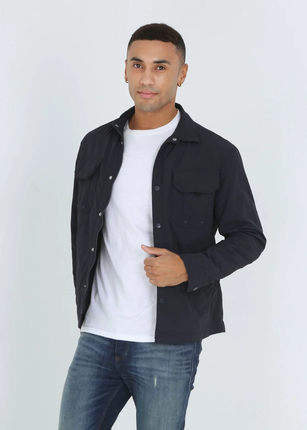 Brave Soul Navy Lightweight Shacket - S Image 3